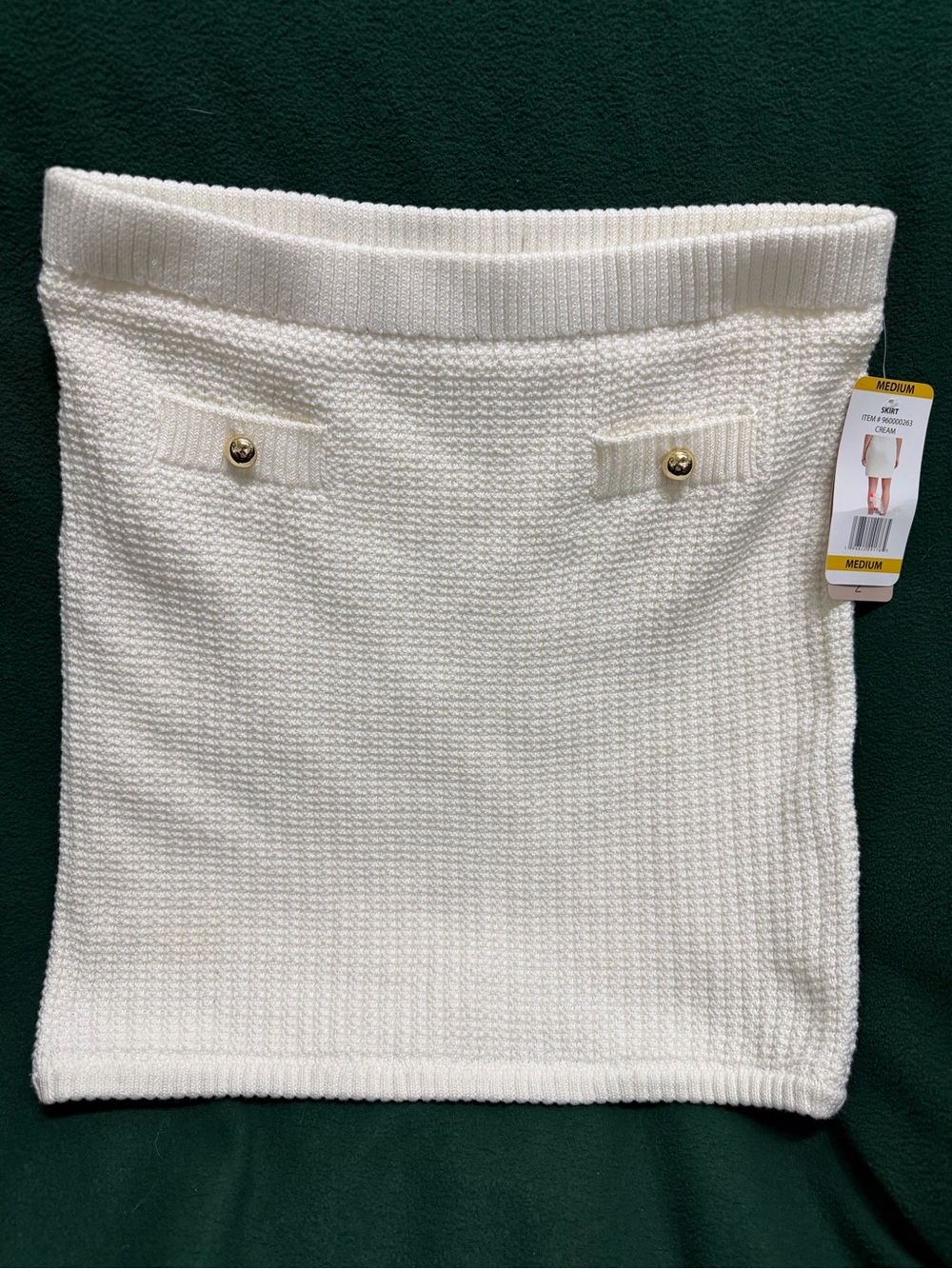White Knit Skirt with Decorative Buttons - Brand